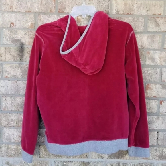 Oklahoma Sooners RED Velour Zip UP Hoodie Jacket (Womens Large) *READ* - Picture 7 of 8